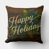 ハッピーホリ素朴ーズウッドボー絵を描ドブルー クッション (正面)