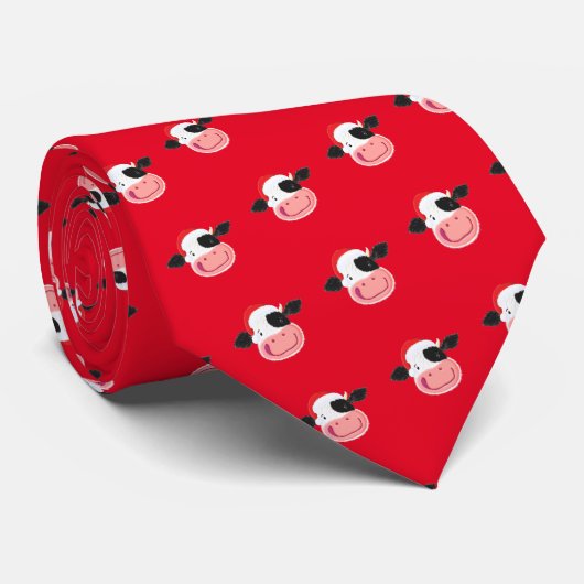 ハッピーホルスタイン牛はクリスマスサンタハットを身に着けている ネクタイ (ロール)