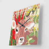 ハッピーホローウシ スクエア壁時計 (傾斜)