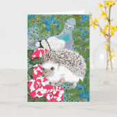 ハッピーホローグリーティングカード – Hedgehog カード (黄色い花)