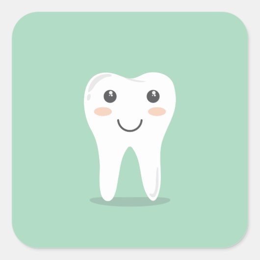 ハッピーホワイトかわいいマンガースイーツートースキャラクター スクエアシール (正面)