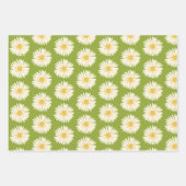 ハッピーホワイトカラフルデイジー1970sレトロ ラッピングペーパーシート (正面3)