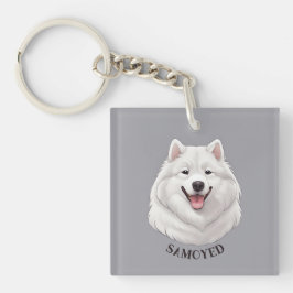 ハッピーホワイトサモエードドッグ キーホルダー