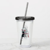 ハッピーホワイトマザーキャットピンクの弓で子猫たち3匹 アクリルタンブラー (裏面)