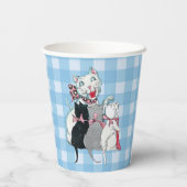 ハッピーホワイトマザーキャット3匹の子猫 紙コップ (裏面)