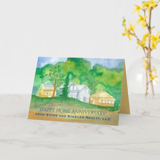ハッピーホームアニバーサリーfrom不動産仲介業者名前をカスタムする カード (黄色い花)