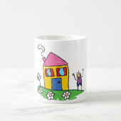 ハッピーホームカラフルハウスアンドスティックフィギュア コーヒーマグカップ (中央)