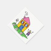 ハッピーホームカラフルハウスアンドスティックフィギュア スタンダードカクテルナプキン (角)