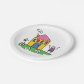 ハッピーホームカラフルハウスアンドスティックフィギュア ペーパープレート (アングル)