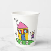 ハッピーホームカラフルハウスアンドスティックフィギュア 紙コップ (正面)
