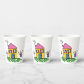 ハッピーホームカラフルハウスアンドスティックフィギュア 紙コップ