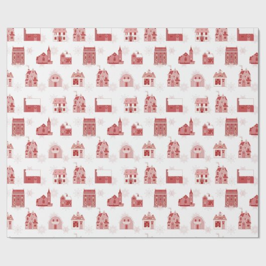 ハッピーホームズクリスマスビレッジホリデーギフト紙 ラッピングペーパー (フラット)