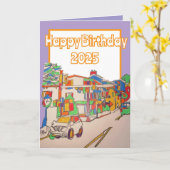 ハッピーホームタウン誕生日ハッピーバースデー カード (黄色い花)