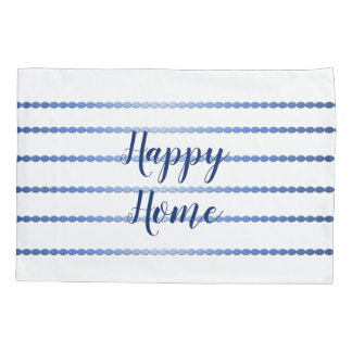 ハッピーホームブルーストライプホテルズホワイトピローケース 枕カバー