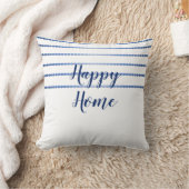 ハッピーホームブルーストライプワーズホワイトクッション クッション (ブランケット)
