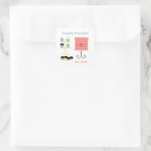 ハッピーホームメイドベーキングステッカー スクエアシール (バッグ)