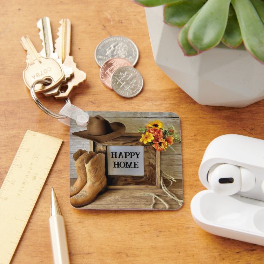 ハッピーホーム女性のカーボーイカウボーイスタイルウィズカウボーイブーツ キーホルダー (デスク)