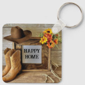 ハッピーホーム女性のカーボーイカウボーイスタイルウィズカウボーイブーツ キーホルダー (裏面)