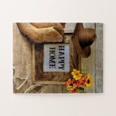 ハッピーホーム女性のカーボーイカウボーイスタイルウィズカウボーイブーツ ジグソーパズル (横)