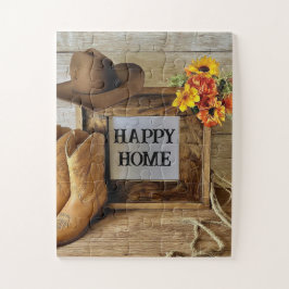 ハッピーホーム女性のカーボーイカウボーイスタイルウィズカウボーイブーツ ジグソーパズル