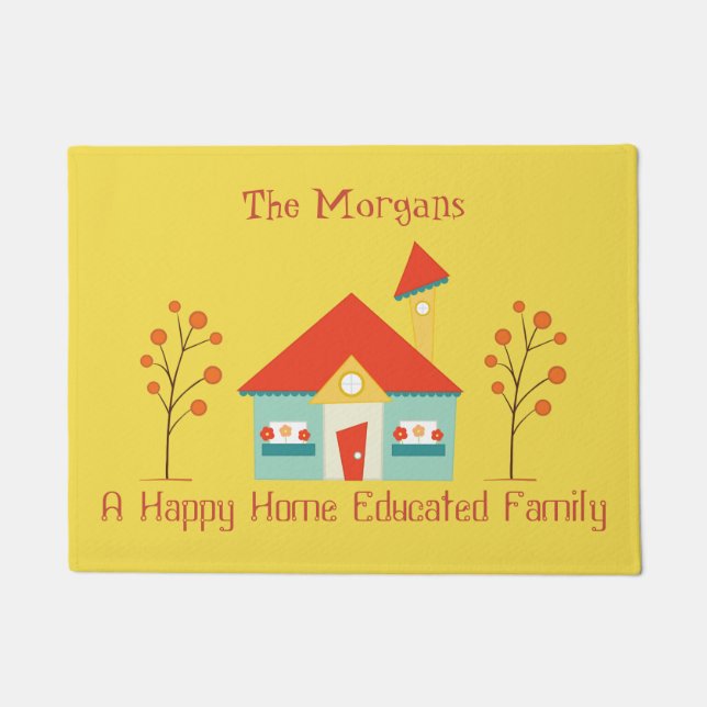 ハッピーホーム教育を受けた家族へようこそ ドアマット (正面)