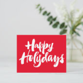 ハッピーホーリー日メリークリスマスレタリング – 赤 シーズンポストカード (スタンド正面)