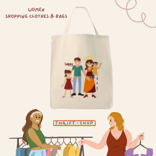 ハッピーホールファミリー,漫画ヴィンテージイメージトートバッグ トートバッグ