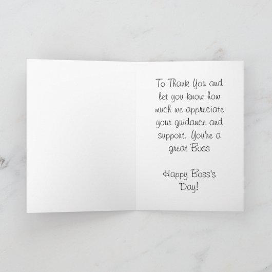 ハッピーボスの日と象の黒と白の写真 カード (内部)