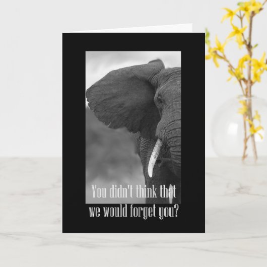 ハッピーボスの日と象の黒と白の写真 カード (黄色い花)