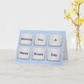 ハッピーボスの日(キーボードとカスタム文字) カード (黄色い花)