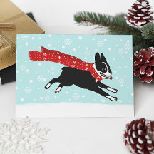 ハッピーボストンテリアウィンタースノークリスマス