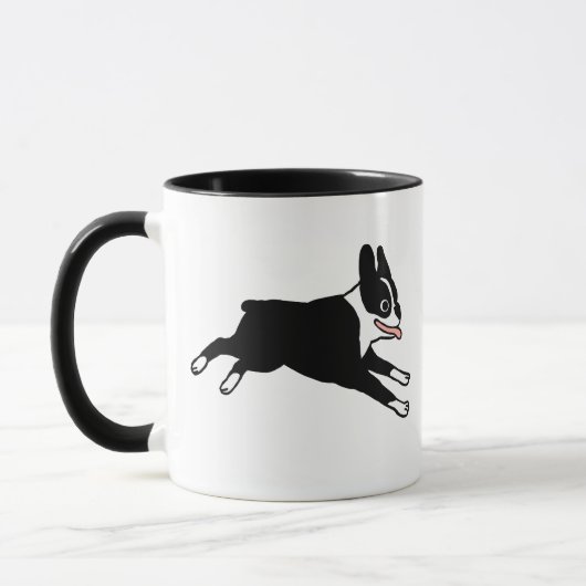 ハッピーボストンテリア走ー |かわいい漫画の犬 マグカップ (左)