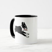 ハッピーボストンテリア走ー |かわいい漫画の犬 マグカップ (正面左)