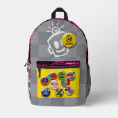 ハッピーボタン付きのバックパック プリントバックパック (正面)
