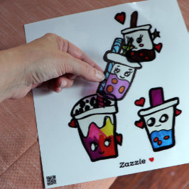 ハッピーボバティーバブルティーアスボバスかわいい シール
