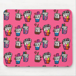 ハッピーボバティーバブルティーアスボバスかわいい マウスパッド