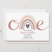 ハッピーボホモダンレインボー1歳の誕生日パーティー 招待状 (正面)