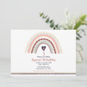 ハッピーボホーレインボーモダン子供の誕生日パーティー 招待状 (スタンド正面)