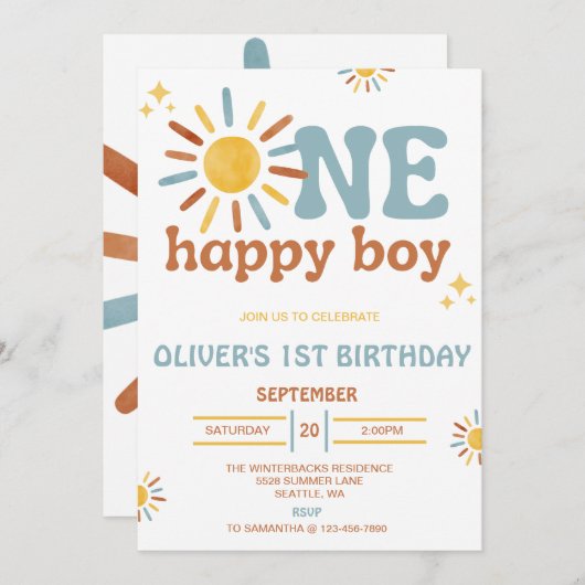 ハッピーボーイの招待状 招待状 (正面/裏面)