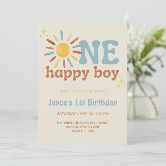 ハッピーボーイの1歳お誕生日おめでとう、太陽を一周 招待状 (スタンド正面)