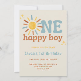 ハッピーボーイの1歳お誕生日おめでとう、太陽を一周 招待状
