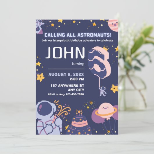 ハッピーボーイズ6誕生日 パーソナライズされた 招待状 (スタンド正面)