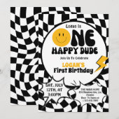 ハッピーボーイ1歳の誕生日パーティー 招待状 (正面/裏面)