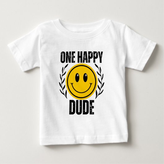 ハッピーボーイ1歳の誕生日 ベビーTシャツ (正面)