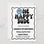 ハッピーボーイ1歳の誕生日 招待状 (正面)