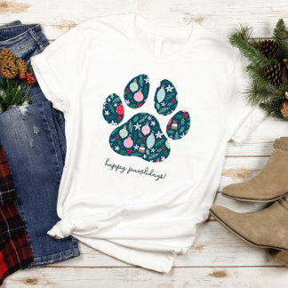 ハッピーポウリデイズ クリスマス 犬好き Tシャツ