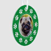 ハッピーポウリデイズ 子犬の足あと クリスマスフォト オーナメント (正面)