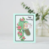 ハッピーポストクロッシング!ヴィンテージ子猫の郵便受け ポストカード (スタンド正面)