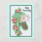 ハッピーポストクロッシング!ヴィンテージ子猫の郵便受け ポストカード (正面)