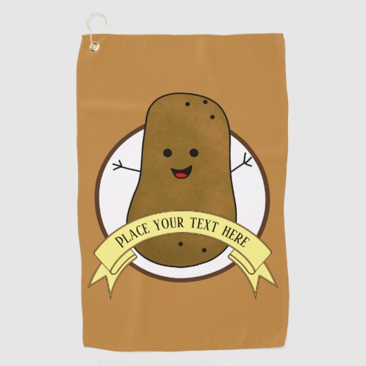 ハッピーポテトパーソナライズされた ゴルフタオル (正面)